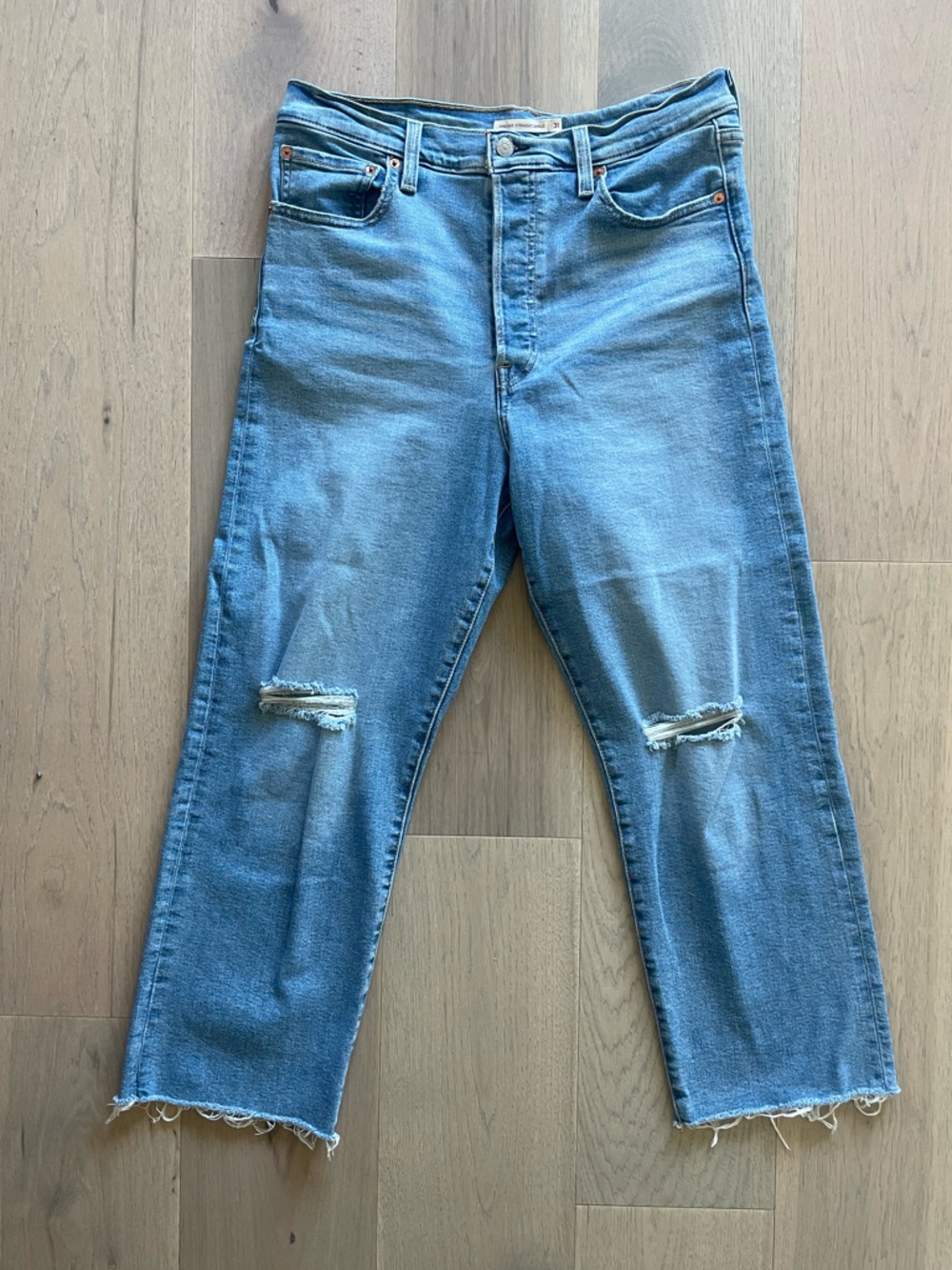 Levi's Ribcage Straight Ankle 31 Light Wash High-Rise Stretch Jeans